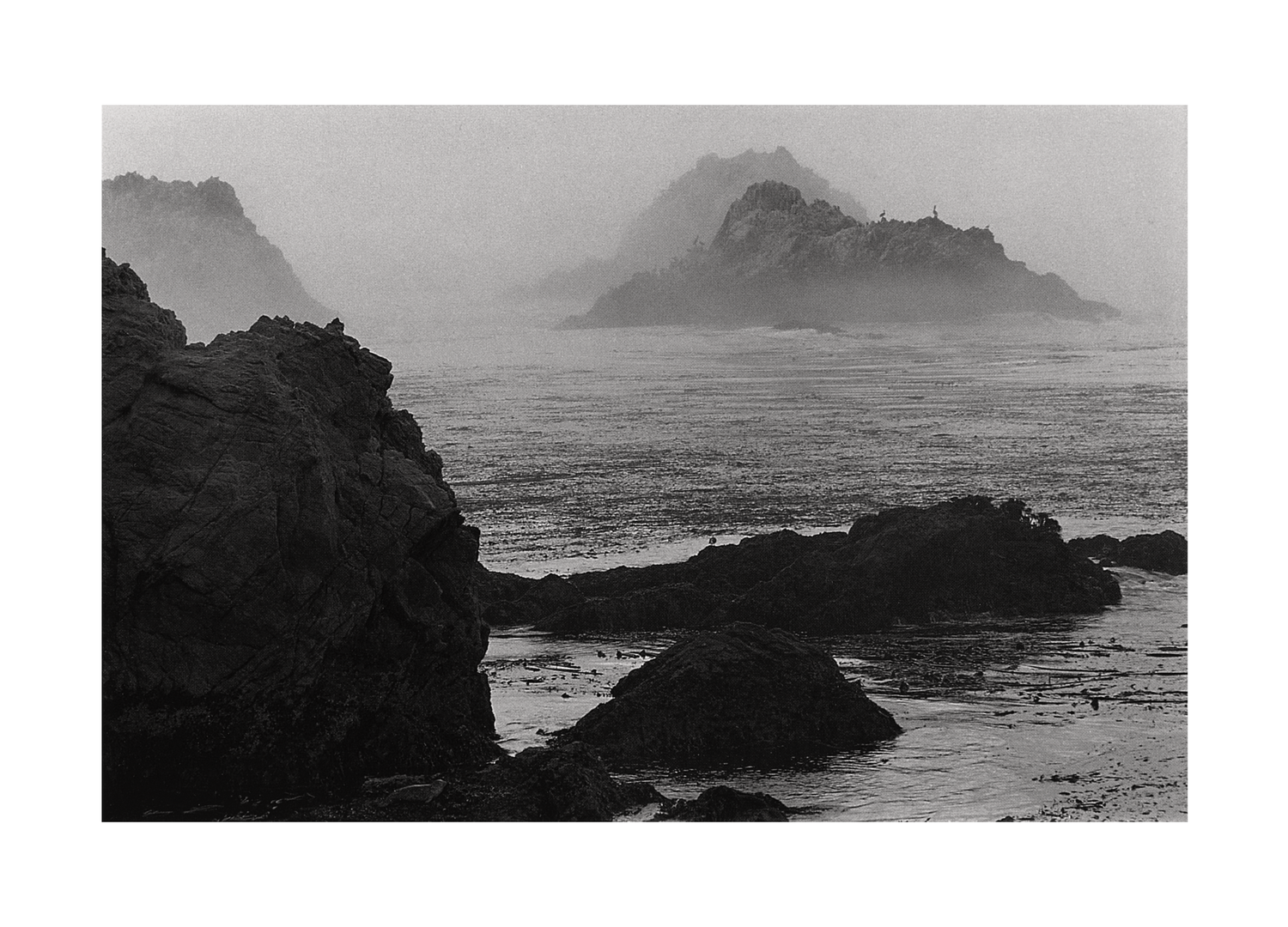 SHORELINE IN FOG - ANSEL ADAMS SMALL MATTED REPRODUCTION