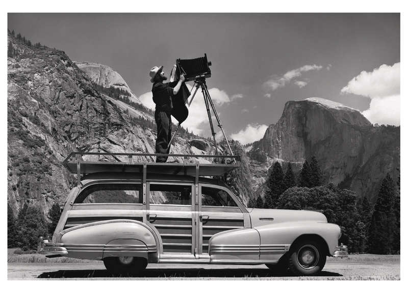 ANSEL ADAMS PHOTOGRAPHING IN YOSEMITE - CEDRIC WRIGHT SMALL POSTCARD