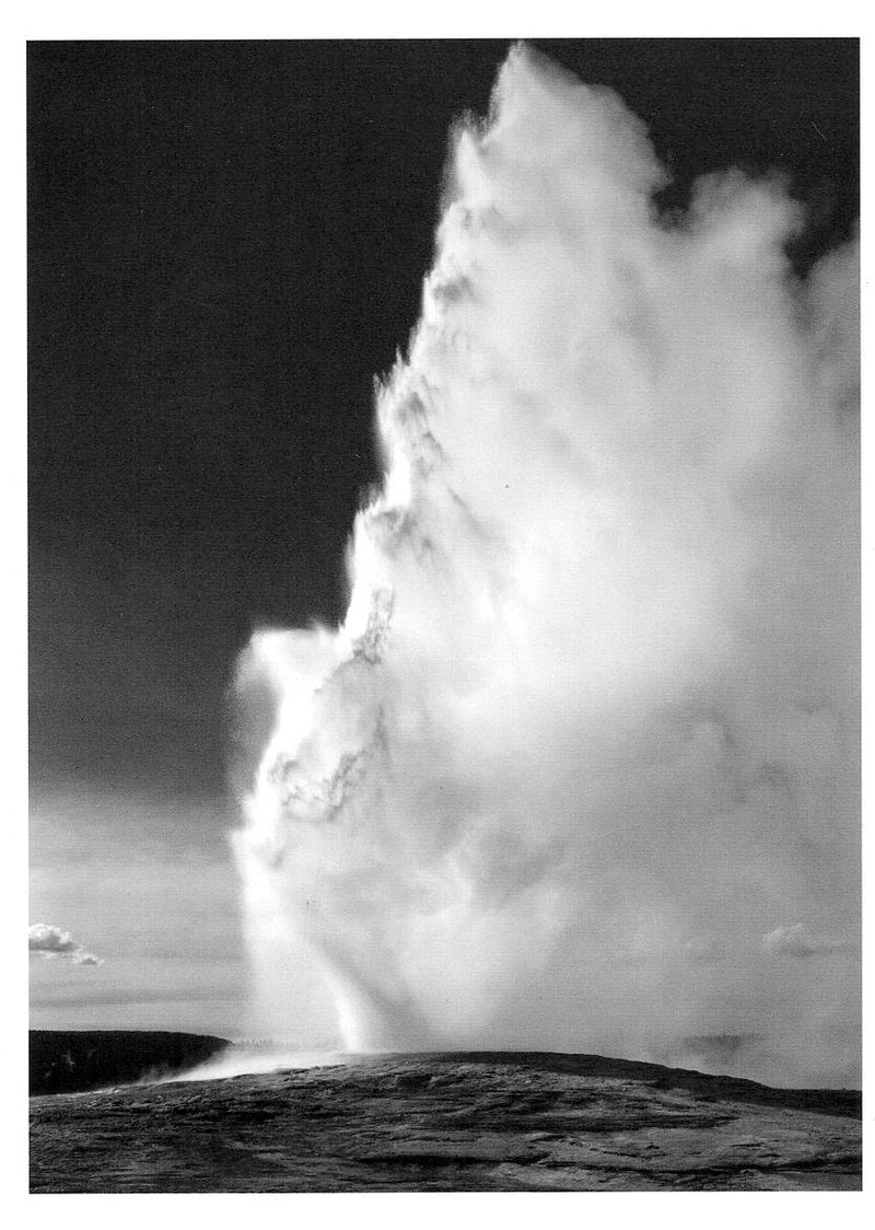 OLD FAITHFUL GEYSER - ANSEL ADAMS SMALL POSTCARD