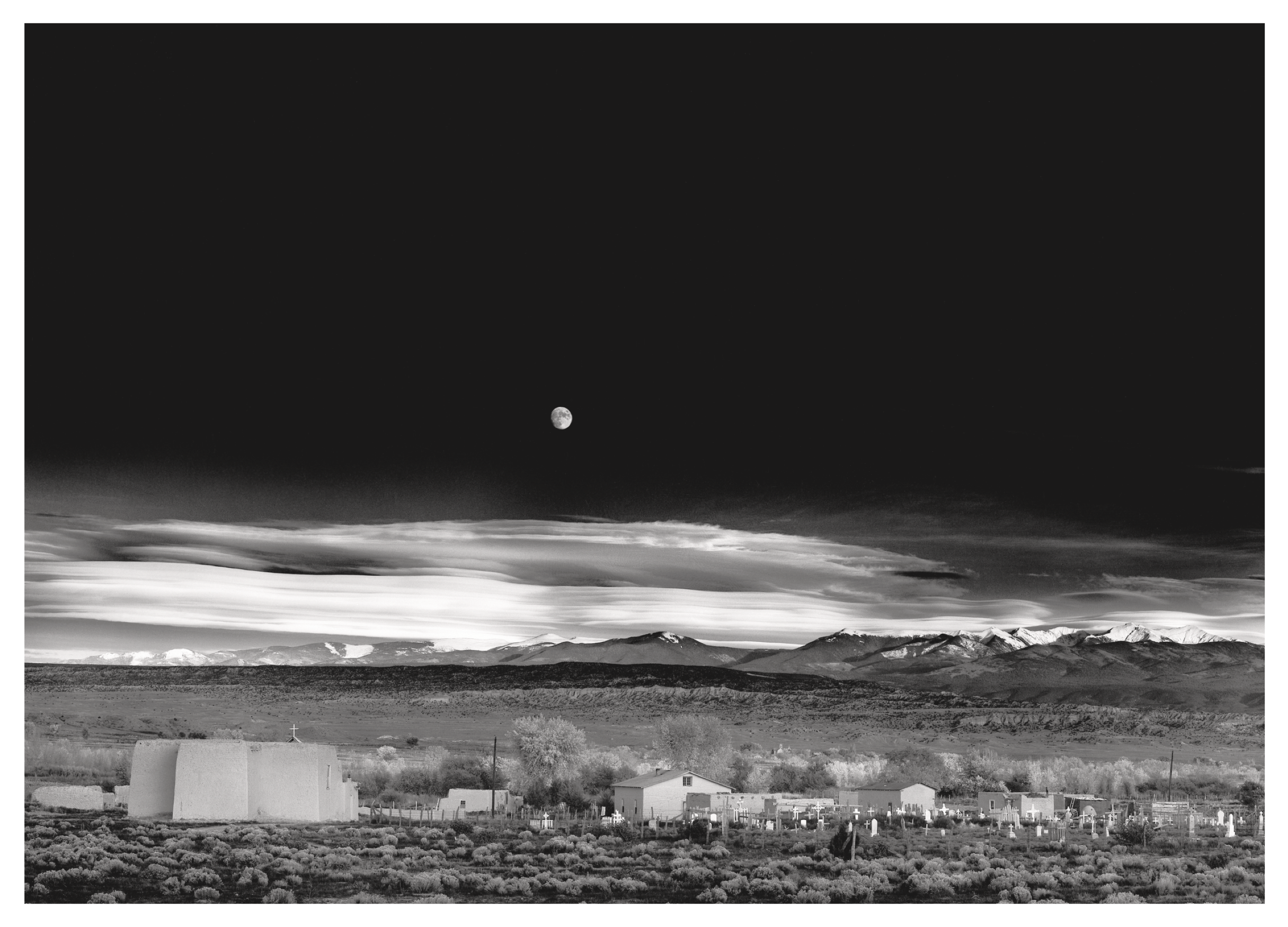 MOONRISE, HERNANDEZ - ANSEL ADAMS SMALL MATTED REPRODUCTION