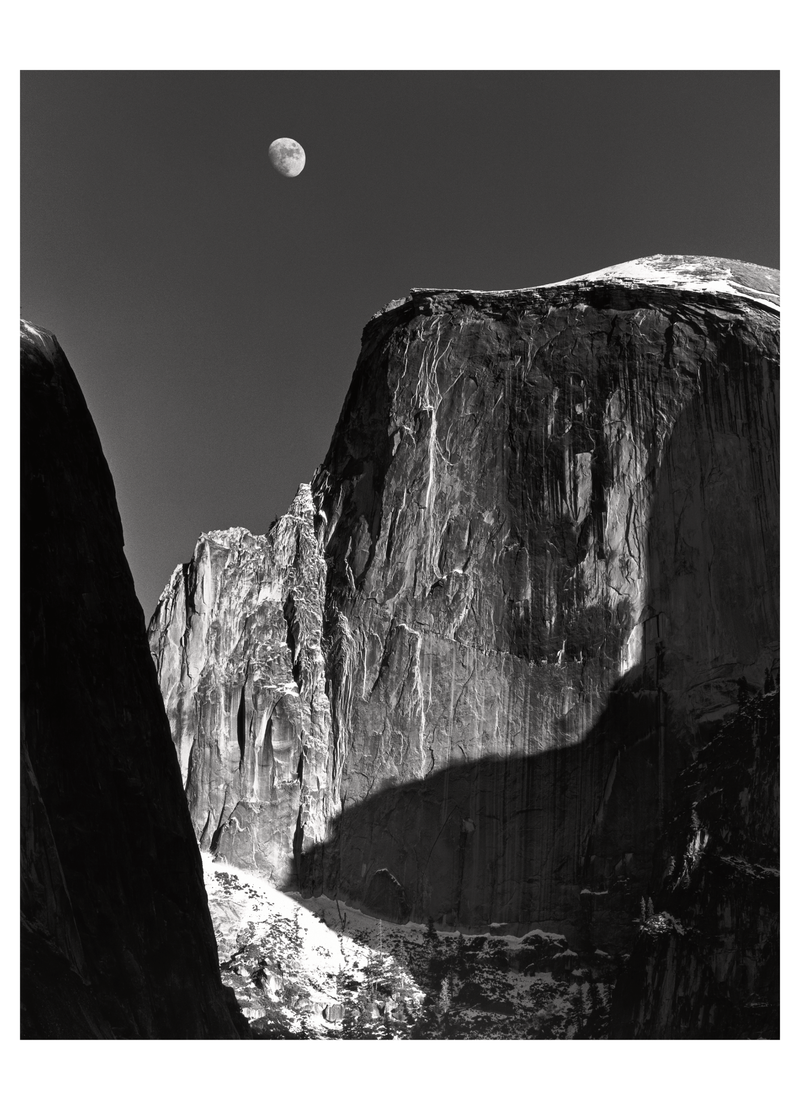 MOON & HALF DOME - ANSEL ADAMS LARGE MATTED REPRODUCTION