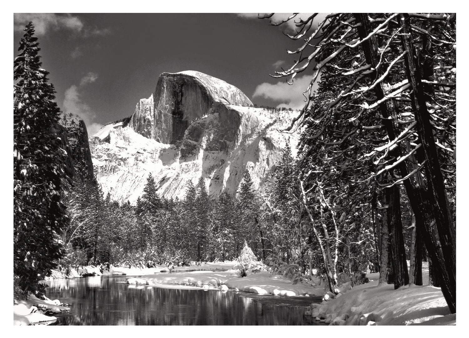 HALF DOME, MERCED RIVER - ANSEL ADAMS SMALL MATTED REPRODUCTION