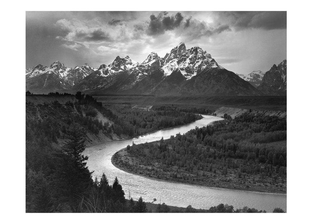 THE TETONS AND SNAKE RIVER - ANSEL ADAMS LARGE MATTED REPRODUCTION THE TETONS AND SNAKE RIVER - ANSEL ADAMS LARGE MATTED REPRODUCTION