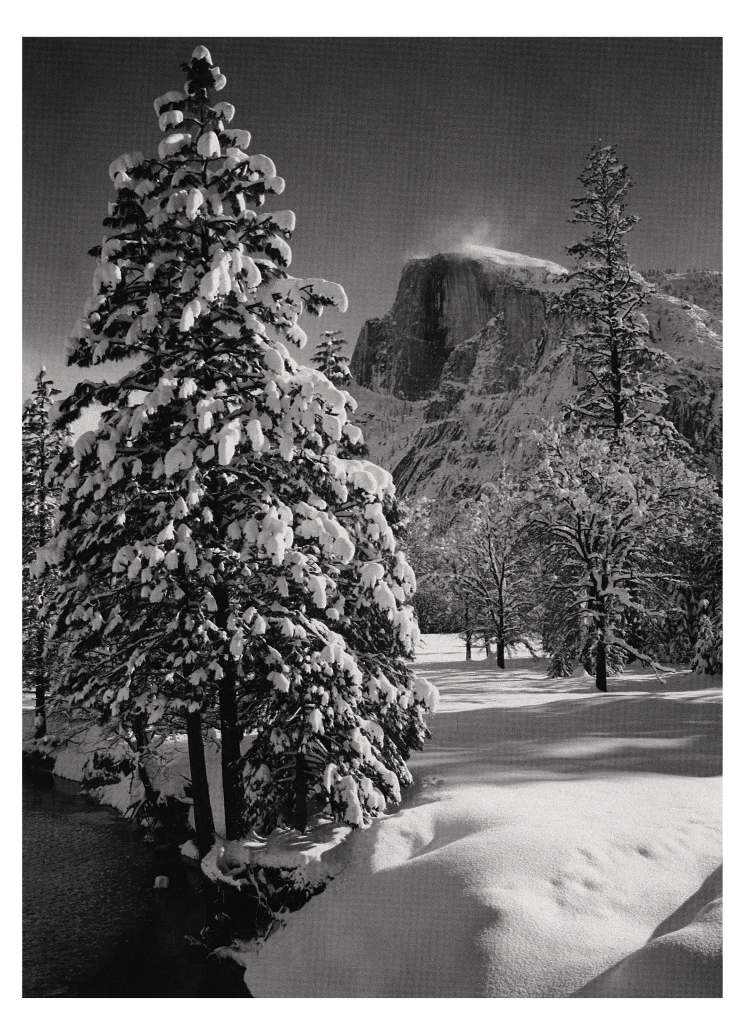 HALF DOME, TREES, WINTER - ANSEL ADAMS HOLIDAY CARD