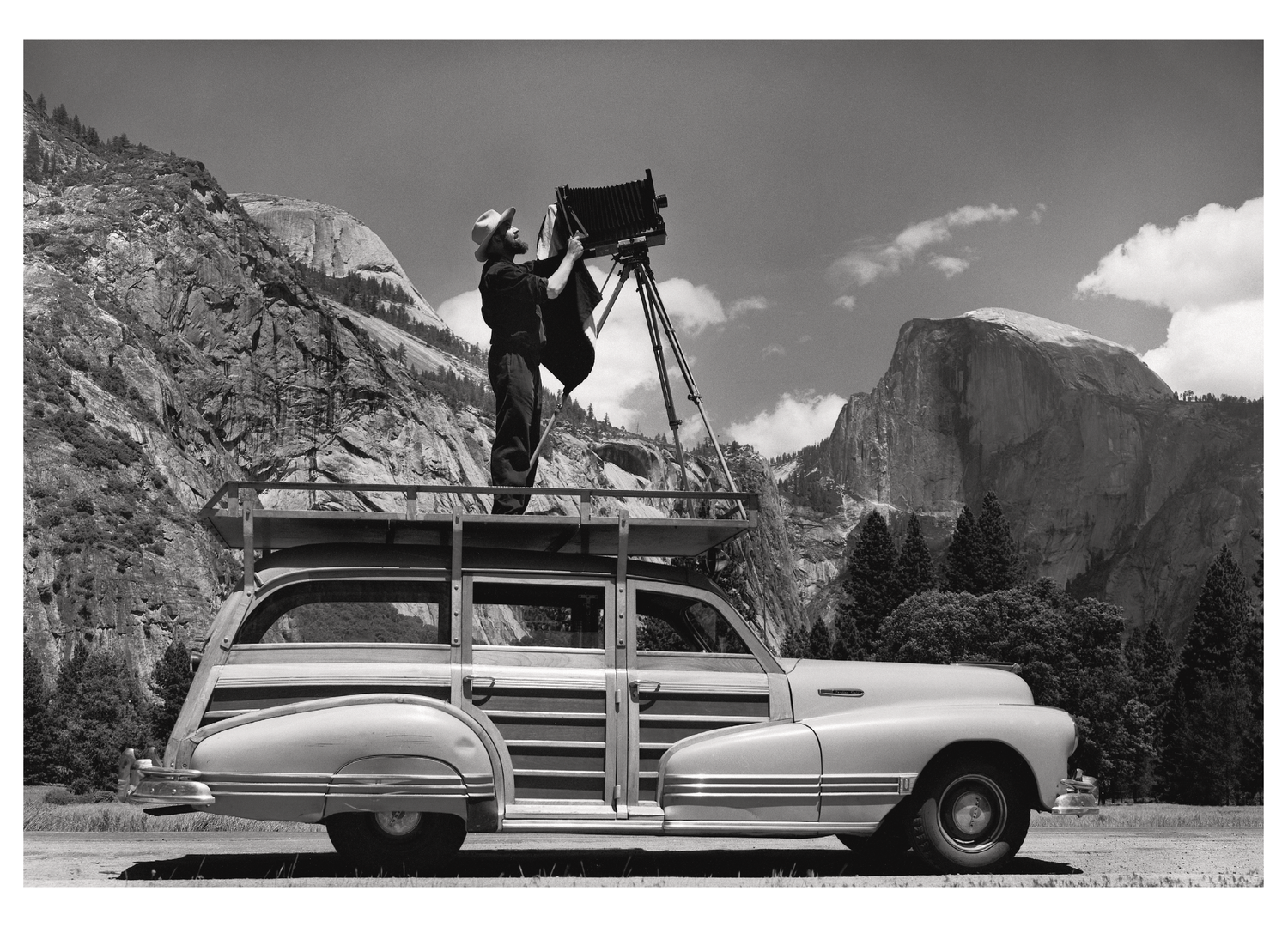 ANSEL ADAMS PHOTOGRAPHING IN YOSEMITE - CEDRIC WRIGHT SMALL MATTED REPRODUCTION